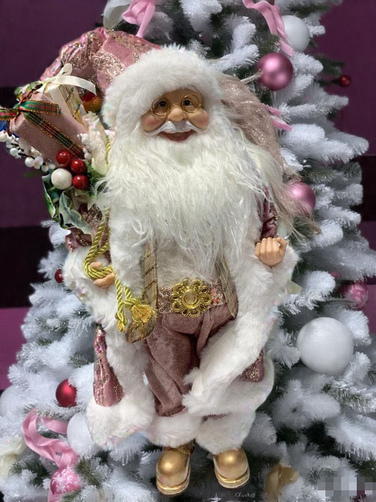 Viejo Pascuero Realista 90cm Decoración Navidad Rosa