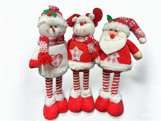 Pack 3 Monos Patas Larga Pascuero Reno Mono Nieve Muñecos Navidad