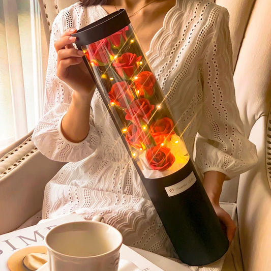 Ramo de Rosas con Luz LED Hada en Tubo Decorativo C22268