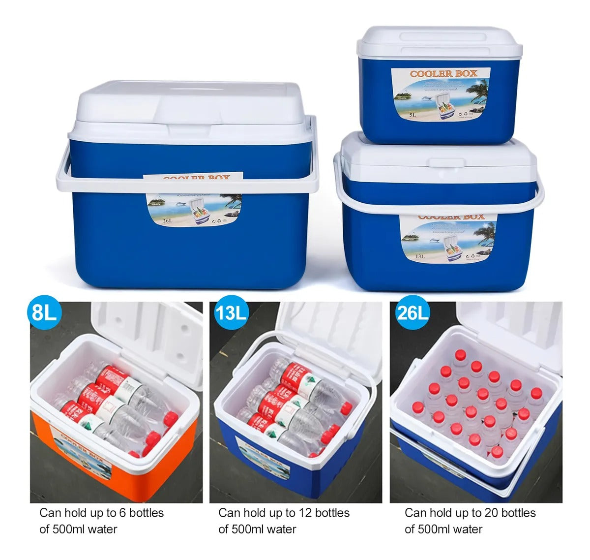 Combo Cooler 4 Piezas 5L 13L 21L 45L Set de Hieleras Portátiles JS1402