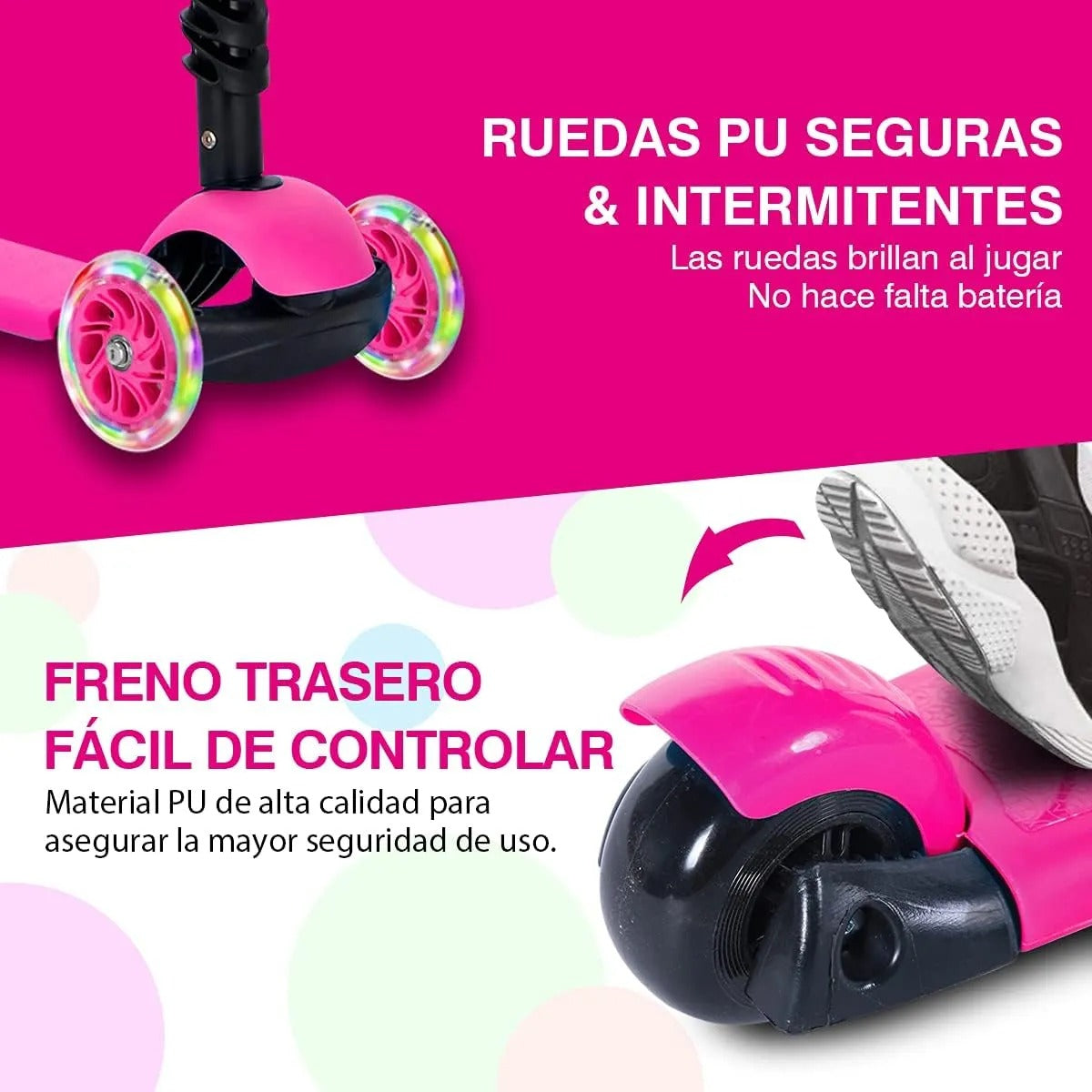Scooter Chinita 3 en 1 Infantil con Asiento y Luces LED C16143