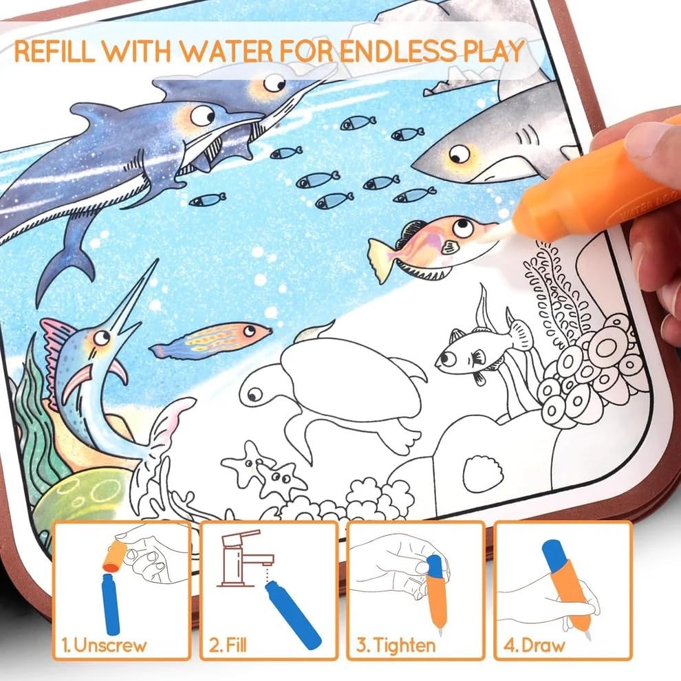 Libro Mágico Interactivo Reutilizable con Plumón de Agua