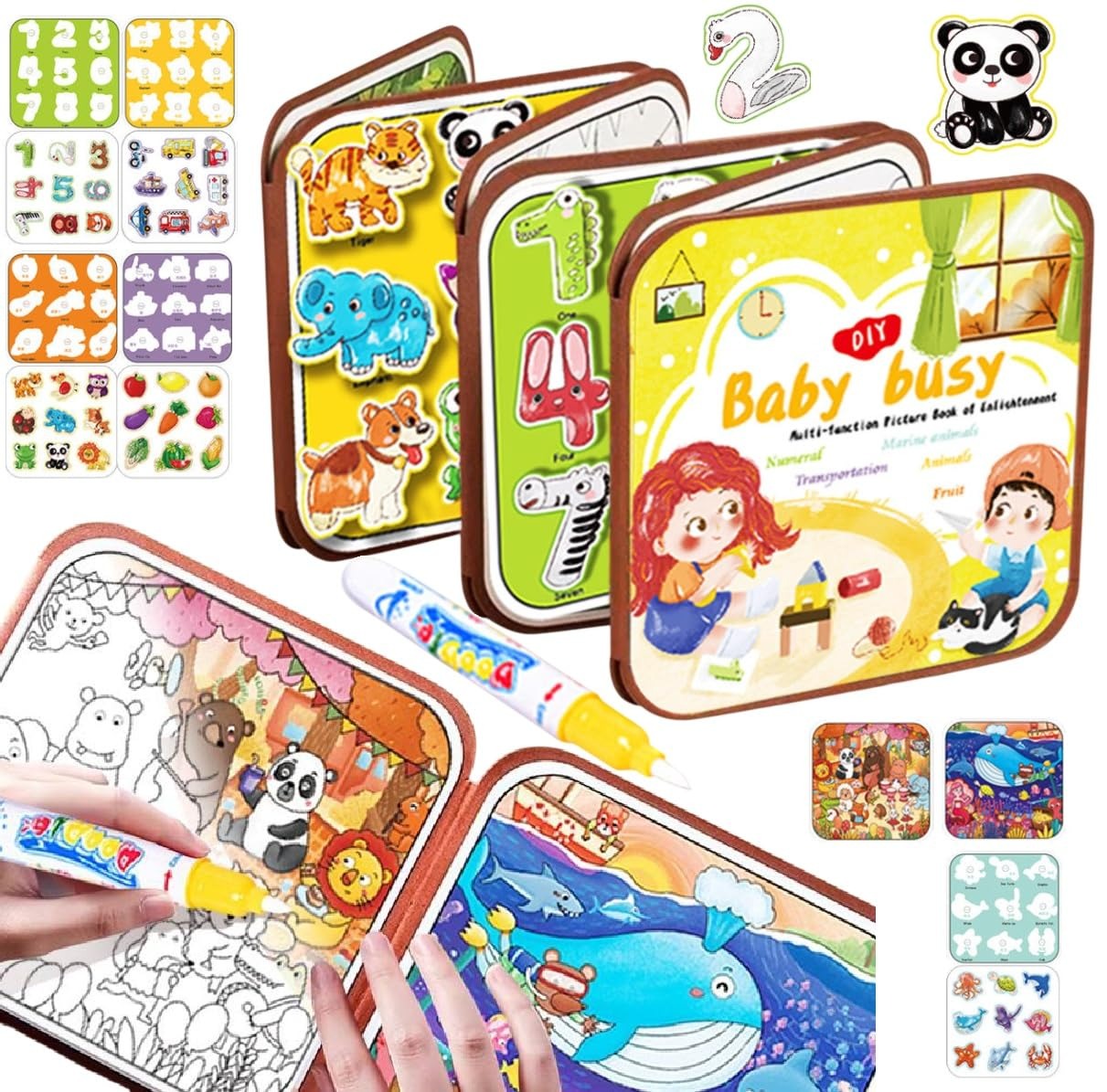 Libro Mágico Interactivo Reutilizable con Plumón de Agua