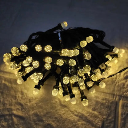Luces Guirnaldas Solar Led Cristal Gema Navidad Decoración Variedad