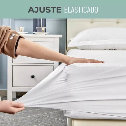 Cubre Colchón Impermeable Ajustable con Fundas Almohada – 1.5, 2 y 2.5 Plazas