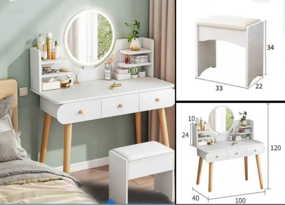 Tocador de Lujo Melamina y MDF con Asiento y Espejo LED – WT0389