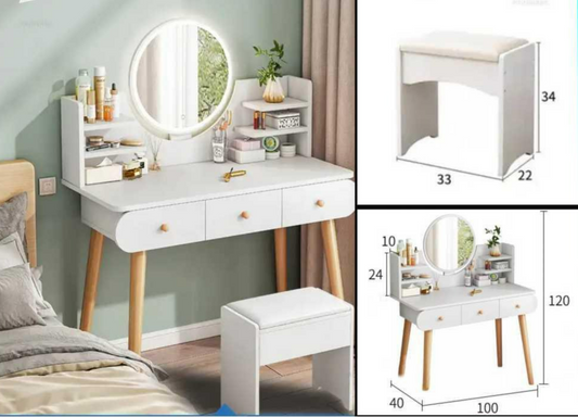 Tocador de Lujo Melamina y MDF con Asiento y Espejo LED – WT0389