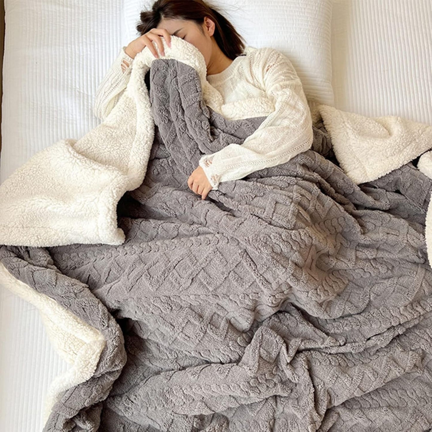 Frazada Sherpa Térmica Trenzada – 2 y 2.5 Plazas | Varios Colores