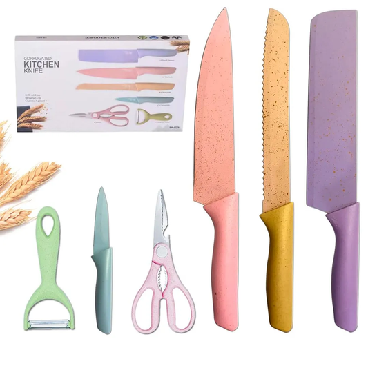 Juego De 6 Cuchillos De Cocina Colorido