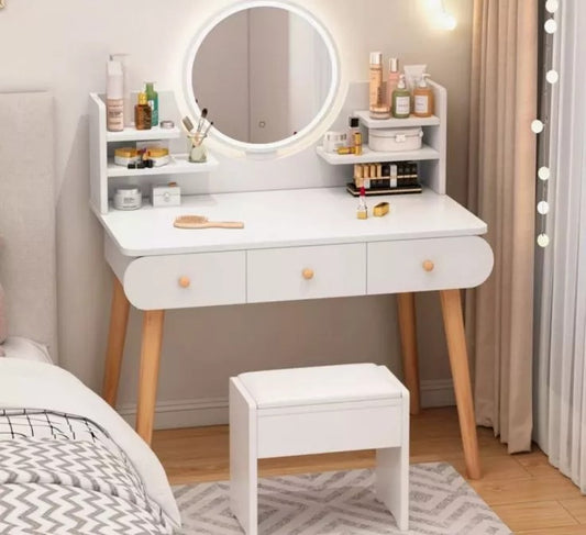 Tocador de Lujo Melamina y MDF con Asiento y Espejo LED – WT0389