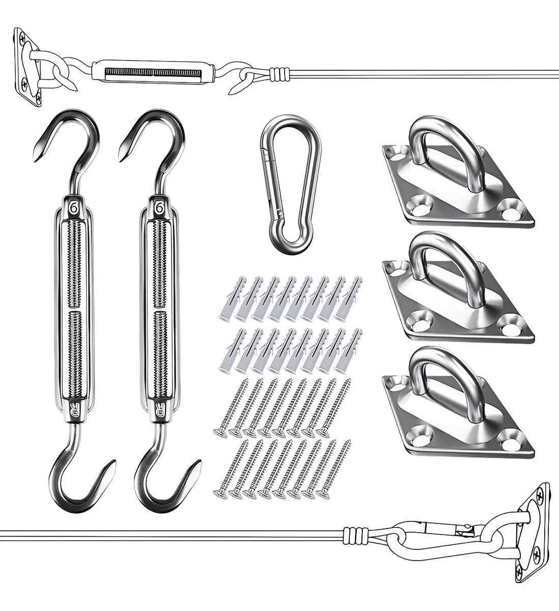 Kit De Anclaje Herraje Para Lona Vela Sombreadora Toldo C48111