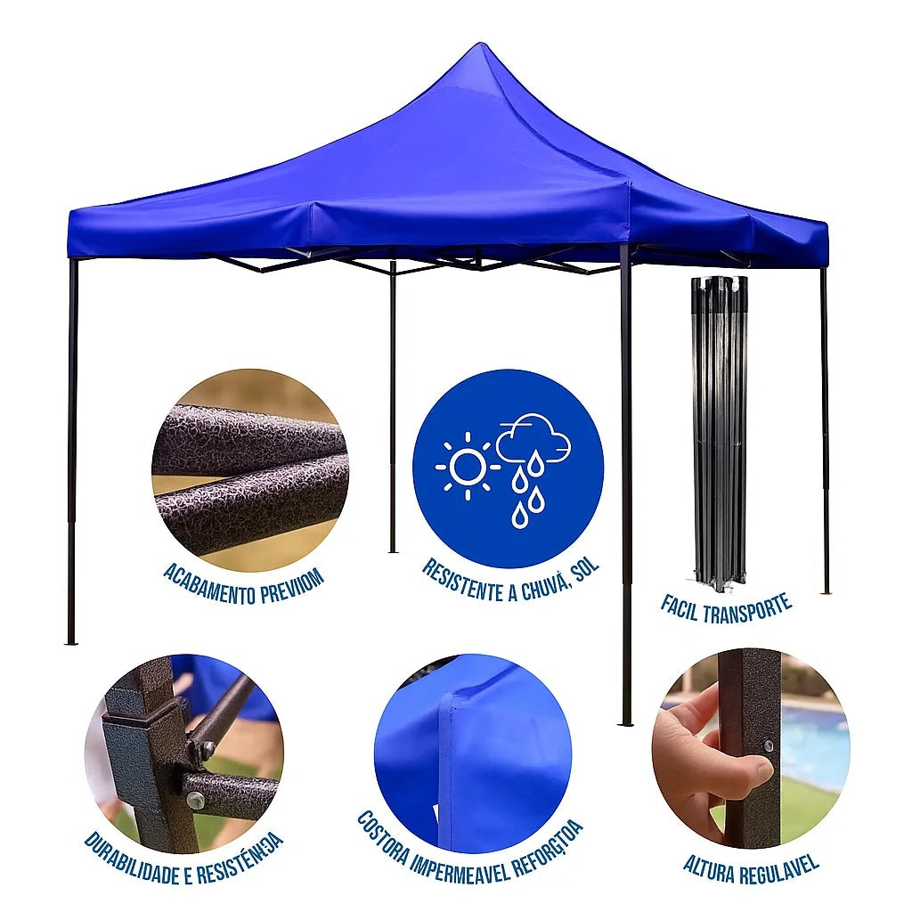 Toldo Araña Plegable 3x3 Azul Impermeable  C047