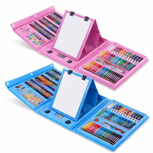 Juego de pinturas artísticas para niños 208 piezas maletín doble cara con accesorios completos