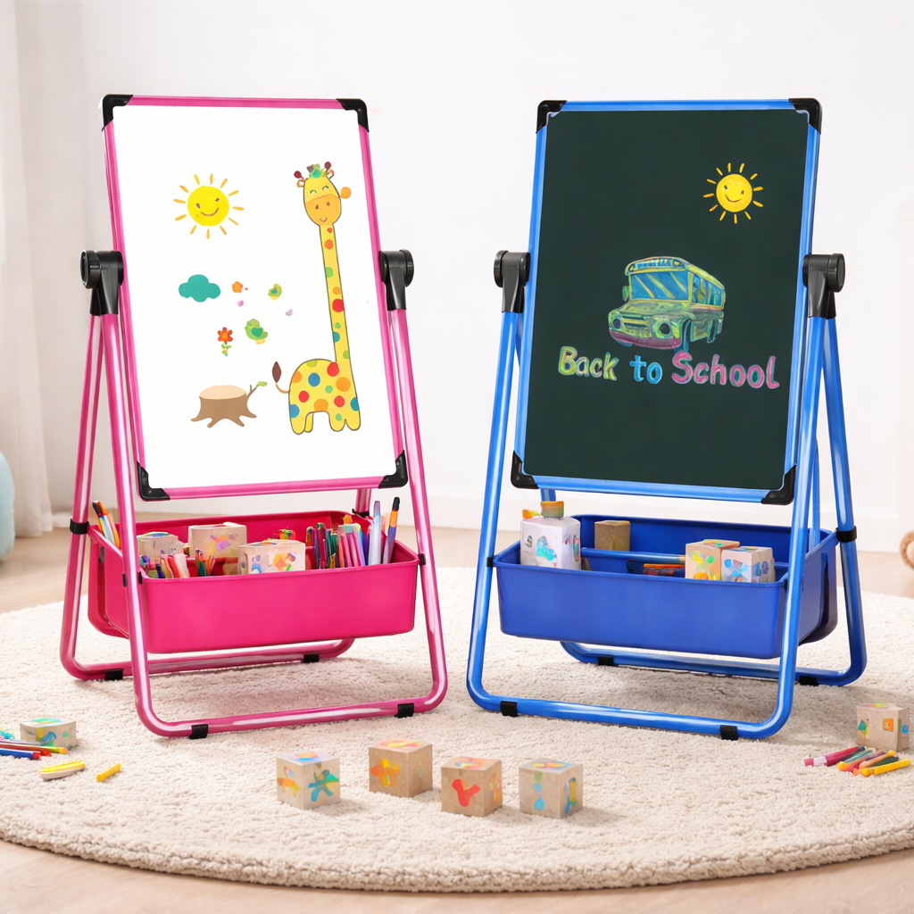 Pizarra doble cara con atril infantil 52x47 cm incluye accesorios ideal para niños