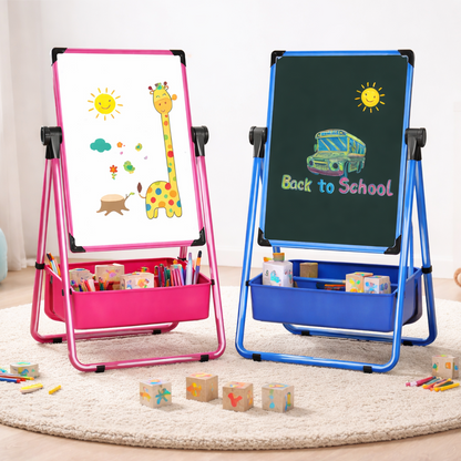 Pizarra doble cara con atril infantil 52x47 cm incluye accesorios ideal para niños