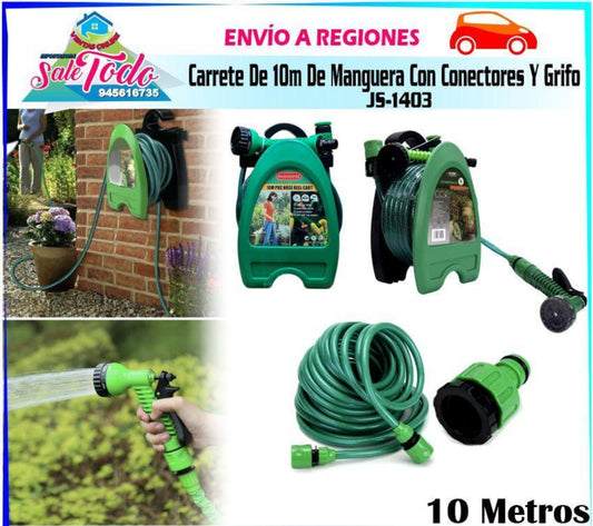 Carrete De 10m De Manguera Con Conectores Y Grifo JS1403