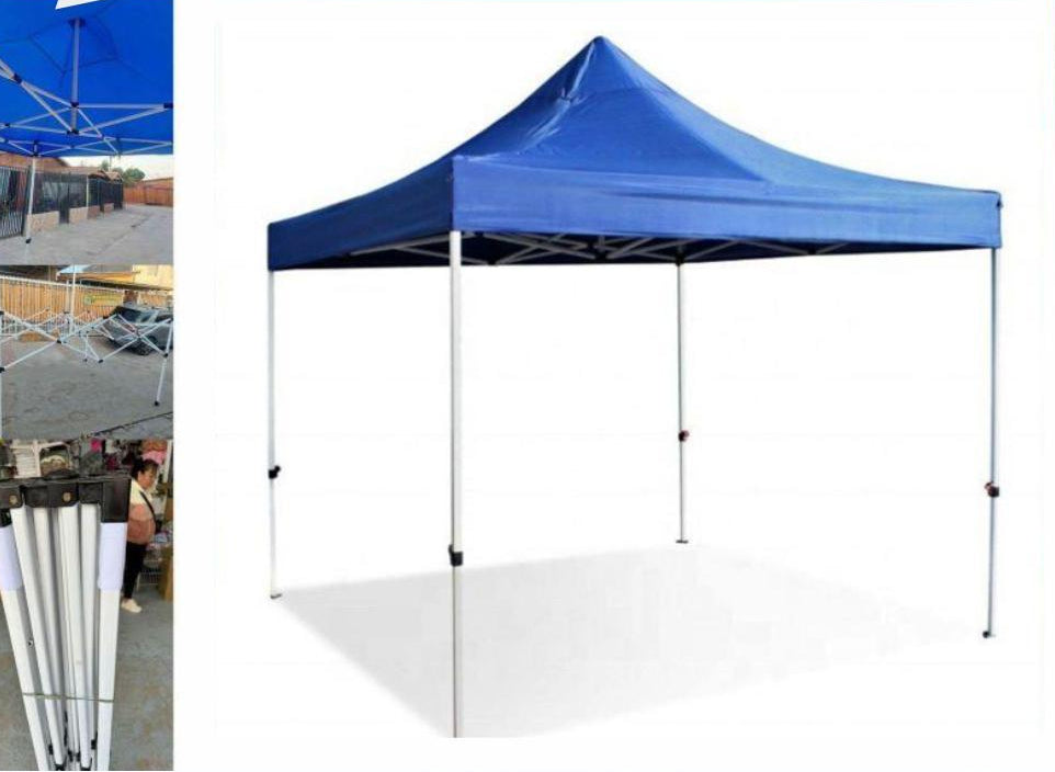 Toldo americano plegable 3x3 azul impermeable armado