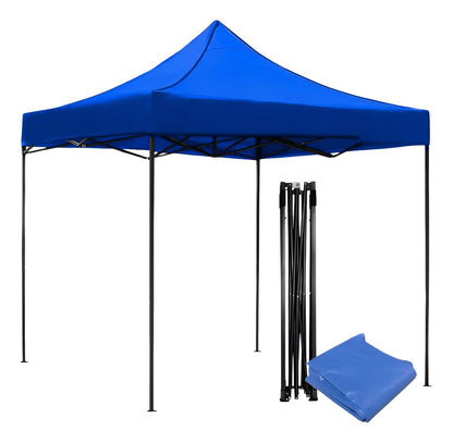Toldo plegable 3x3 azul impermeable C047 con estructura metálica para exterior, ferias, eventos y protección solar.